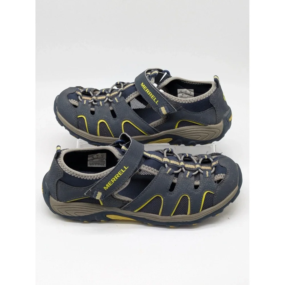 Merrell WaterPro Maipo Sport Sandals Gray Yellow Men's Size 7 Hook Loop Hiking